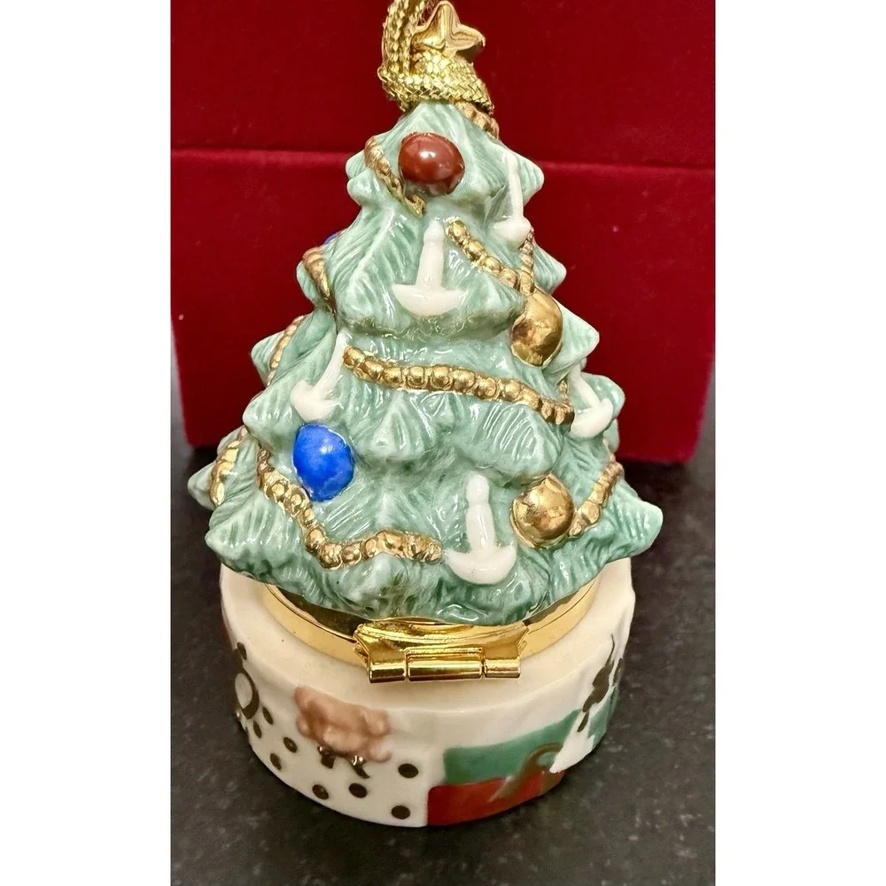 Vintage Lenox China Treasure Collection Trinket Christmas Tree Box Ornament